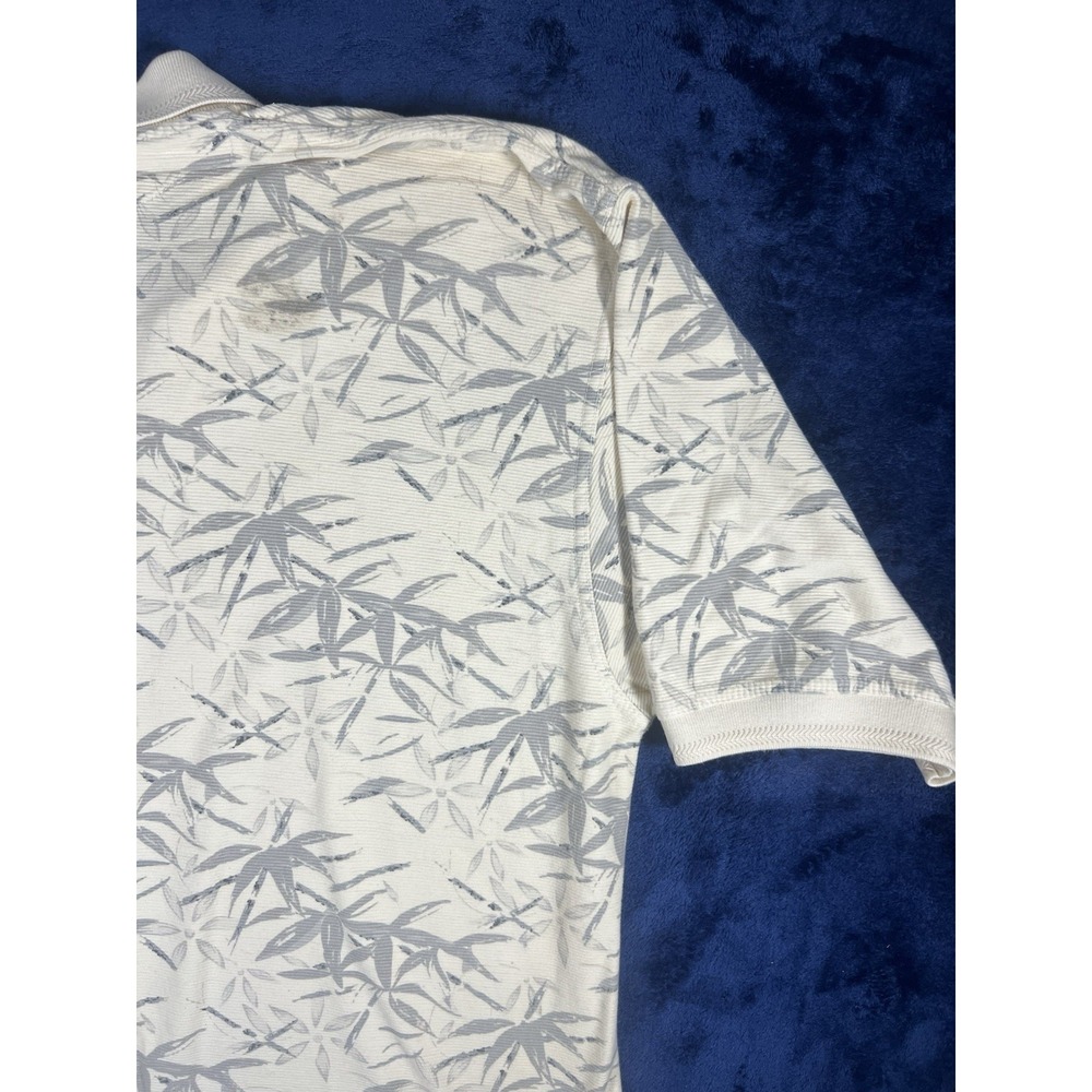 Joe Marlin Polo Shirt Men's Size 2X Ivory Ribbed Cotton Blend Bamboo Print - Picture 4 of 9